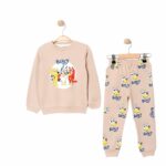 Βρεφικό Σετ Λεπτές Φόρμες, Μπλούζα και Παντελόνι με Ήρωες Κινουμένων Σχεδίων - Μπεζ (ΜΠΛΟΥ-90493)