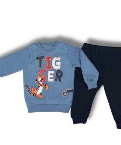 Βρεφικό Σετ Χοντρές Φόρμες Φούτερ, Μπλούζα και Παντελόνι με Ήρωα Κινουμένων Σχεδίων - Μπλε (90194)