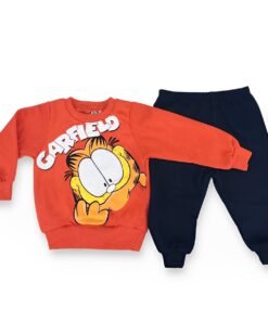Βρεφικό Σετ Χοντρές Φόρμες Φούτερ, Μπλούζα και Παντελόνι με Ήρωα Κινουμένων Σχεδίων - Πορτοκαλί (90362)