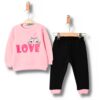 Βρεφικό Σετ Χοντρές Φόρμες Φούτερ, Μπλούζα και Παντελόνι με Σχέδιο Σκυλάκια - Ροζ (90260)