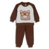 Joyce Παιδικό Σετ Χοντρές Φόρμες Φούτερ, Μπλούζα και Παντελόνι με Σχέδιο Αρκουδάκι - Καφέ (92221)