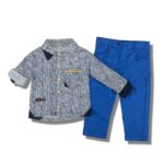 Σετ Πουκαμισάκι και Παντελονάκι Καμπαρντινέ με Σχέδιο - Μπλε (92842)