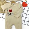 Βρεφικό Φορμάκι με Κουκούλα και Άνοιγμα με Φερμουάρ "I Love Dad" - Μπεζ (91666)