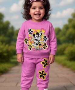 Βρεφικό Σετ Λεπτές Φόρμες, Μπλούζα και Παντελόνι με Ήρωες Κινουμένων Σχεδίων - Ροζ (ΜΙΝ-91884)