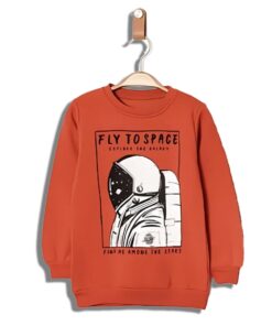 Παιδική Χοντρή Μπλούζα με Σχέδιο Αστροναύτη - Κεραμιδί (93816)