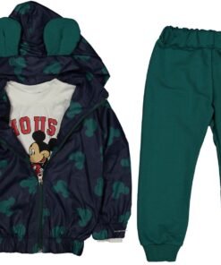 Παιδικό Σετ Μπλούζα με Παντελόνι και Λεπτό Αντιανεμικό Μπουφανάκι με Ήρωα Κινουμένων Σχεδίων - Πράσινο (ΜΙΚ-94993)