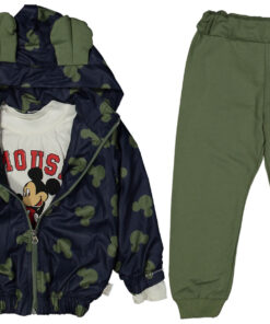 Παιδικό Σετ Μπλούζα με Παντελόνι και Λεπτό Αντιανεμικό Μπουφανάκι με Ήρωα Κινουμένων Σχεδίων - Χακί (ΜΙΚ-95086)