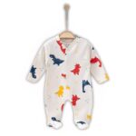 Βρεφικό Φορμάκι με Σχέδιο Δεινοσαυράκια  και Κλειστά Ποδαράκια – Μπεζ (96042)