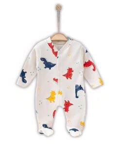 Βρεφικό Φορμάκι με Σχέδιο Δεινοσαυράκια  και Κλειστά Ποδαράκια – Μπεζ (96042)