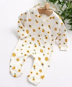 Βρεφικό Φορμάκι με Σχέδιο Μελισσούλες και Κλειστά Ποδαράκια - Άσπρο (95223)