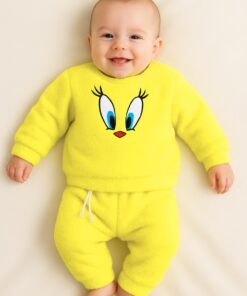 Βρεφικό Χειμερινό Σετ Μπλούζα και Παντελόνι Fleece με Ήρωα Κινουμένων Σχεδίων - Κίτρινο (ΤΟΥ-95175)