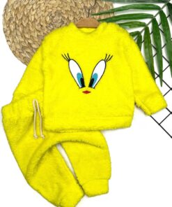 Βρεφικό Χειμερινό Σετ Μπλούζα και Παντελόνι Fleece με Ήρωα Κινουμένων Σχεδίων - Κίτρινο (ΤΟΥ-95175)