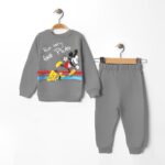 Βρεφικό Σετ Χοντρές Φόρμες Φούτερ, Μπλούζα και Παντελόνι με Ήρωα Κινουμένων Σχεδίων - Γκρι (ΜΙΚ-96020)
