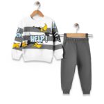 Βρεφικό Σετ Χοντρές Φόρμες Φούτερ, Μπλούζα και Παντελόνι με Ήρωα Κινουμένων Σχεδίων - Γκρι (ΝΤΑΦ-95957)