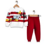 Βρεφικό Σετ Χοντρές Φόρμες Φούτερ, Μπλούζα και Παντελόνι με Ήρωα Κινουμένων Σχεδίων - Κόκκινο (ΝΤΑΦ-95964)