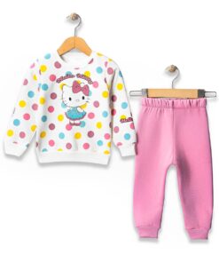 Βρεφικό Σετ Χοντρές Φόρμες Φούτερ, Μπλούζα και Παντελόνι με Ήρωες Κινουμένων Σχεδίων - Ροζ (ΚΙΤ-95977)