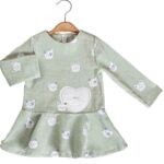 Βρεφικό Φόρεμα με Σχέδιο Γατούλες - Πράσινο (97791)