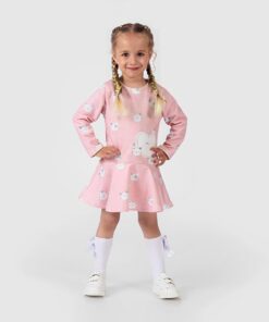 Βρεφικό Φόρεμα με Σχέδιο Γατούλες - Ροζ (97804)