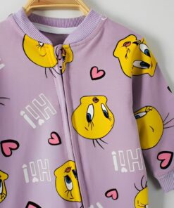 Βρεφικό Φορμάκι με Φερμουάρ και Ήρωα Κινουμένων Σχεδίων - Μοβ (ΤΟΥ-96758)