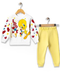 Βρεφικό Σετ Χοντρές Φόρμες Φούτερ, Μπλούζα και Παντελόνι με Ήρωες Κινουμένων Σχεδίων - Κίτρινο (ΤΟΥ-96284)