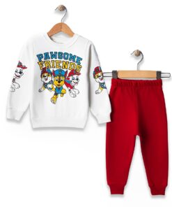Βρεφικό Σετ Χοντρές Φόρμες Φούτερ, Μπλούζα και Παντελόνι με Ήρωες Κινουμένων Σχεδίων - Κόκκινο (ΠΑΤΡ-96158)