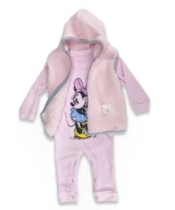 Βρεφικό Σετ Ζακετάκι Αμάνικο Fleece με Κουκούλα και Φορμάκι με Σχέδιο Φιγούρα Ήρωα κινουμένων Σχεδίων – Ροζ (ΜΙΝ-96130)