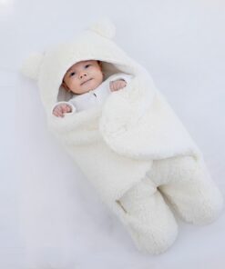 Βρεφικός Υπνόσακος - Ποδόσακος Fleece με Κουκούλα και Κλειστά Ποδαράκια, 0-6 Μηνών - Άσπρο (97441)