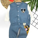 Χειμερινή Βρεφική Κολεγιακή Ζακέτα και Παντελόνι με Ήρωα Κινουμένων Σχεδίων - Μπλε (ΜΙΚ-97105)