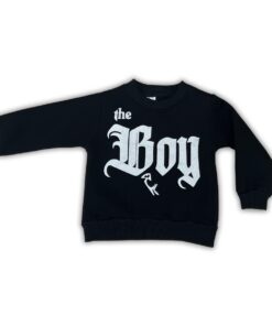 Παιδική Χοντρή Μπλουζίτσα Φούτερ με Σχέδιο Στάμπα "The Boy" - Μαύρη (98066)