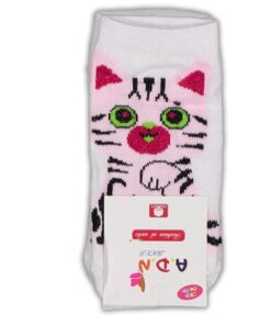 Καλτσούλες Παιδικές Σοσόνια με Σχέδιο Γατάκι - Άσπρες (100684)