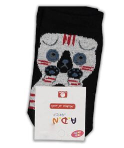 Καλτσούλες Παιδικές Σοσόνια με Σχέδιο Γατάκι - Μαύρες (100697)