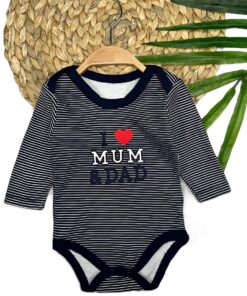 Βρεφικό Κορμάκι Μακρυμάνικο με Ριγωτό Σχέδιο - Σκούρο Μπλε (100100)