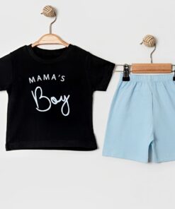 Βρεφικό Σετ Κοντομάνικη Μπλουζίτσα και Σορτσάκι "Mama's Boy" - Γαλάζιο (99609)