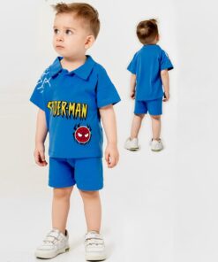 Βρεφικό Σετ Κοντομάνικη Μπλουζίτσα και Σορτσάκι με Σχέδιο Υπερήρωα - Μπλε (ΣΠΑΙ-99559)