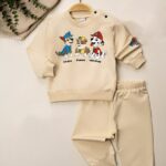 Βρεφικό Σετ Λεπτές Φόρμες, Μπλούζα και Παντελόνι με Ήρωες Κινουμένων Σχεδίων - Μπεζ (ΠΑΤΡ-99232)