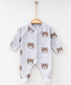Φορμάκι Βρεφικό με Σχέδιο Αρκουδάκια με Κλειστά Ποδαράκια - Γκρι (102120)