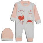 Φορμάκι Βρεφικό με Σχέδιο Αρκουδάκια, με Σκουφάκι και Ανοιχτά Ποδαράκια – Σομόν (102595)