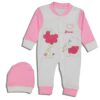 Φορμάκι Βρεφικό με Σχέδιο Λουλουδάκι, με Σκουφάκι και Ανοιχτά Ποδαράκια – Ροζ (102636)