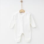 Φορμάκι Βρεφικό Μονόχρωμο με Σχέδιο Ριγωτή Ύφανση και Ανοιχτά Ποδαράκια - Άσπρο (102133)