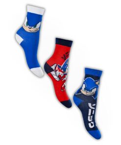 Τρία (3) Ζευγάρια Καλτσούλες Παιδικές με Σχέδιο Σόνικ - (102888)