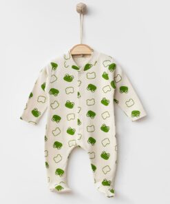 Βρεφικό Φορμάκι με Κλειστά Ποδαράκια και Σχέδιο Βατραχάκι - Μπεζ (102510)