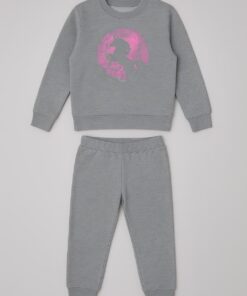 Joyce Παιδικό Σετ Φόρμες Χοντρές Μπλούζα και Παντελόνι με Σχέδιο Μονόκερος - Γκρι (104912)