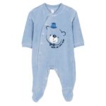 Joyce Βρεφικό Φορμάκι Βελουτέ με Σχέδιο Αρκουδάκι - Γαλάζιο (104988)