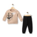Βρεφικό Σετ Λεπτές Φόρμες, Μπλούζα και Παντελόνι με Ήρωα Κινουμένων Σχεδίων - Μπεζ (ΠΑΤΡ-105247)