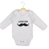 Βρεφικό Κορμάκι Μακρυμάνικο με Σχέδιο Μουστάκι "Little Man" - Άσπρο (106765)