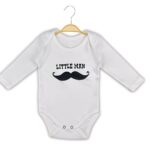 Βρεφικό Κορμάκι Μακρυμάνικο με Σχέδιο Μουστάκι "Little Man" - Άσπρο (106765)