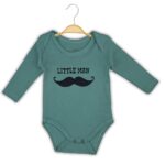 Βρεφικό Κορμάκι Μακρυμάνικο με Σχέδιο Μουστάκι "Little Man" - Πετρόλ  (106751)