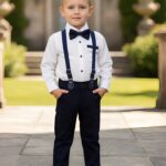 Παιδικό Σετ Πουκάμισο με Παντελόνι Καμπαρντινέ και Αποσπώμενες Τιράντες και Παπιγιόν - Άσπρο (106317)