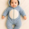 Βρεφικό Φορμάκι Fleece με Σχέδιο Αρκουδάκι και Ενιαία Κουκούλα - Σιέλ (105793)