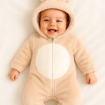 Βρεφικό Φορμάκι Fleece με Σχέδιο Λαγουδάκι και Ενιαία Κουκούλα - Σομόν (105932)